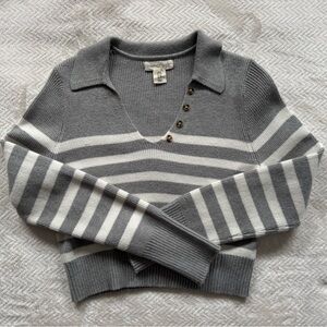 Gray Striped Women's Sweater